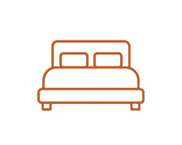 Line drawing of a bed with two pillows.